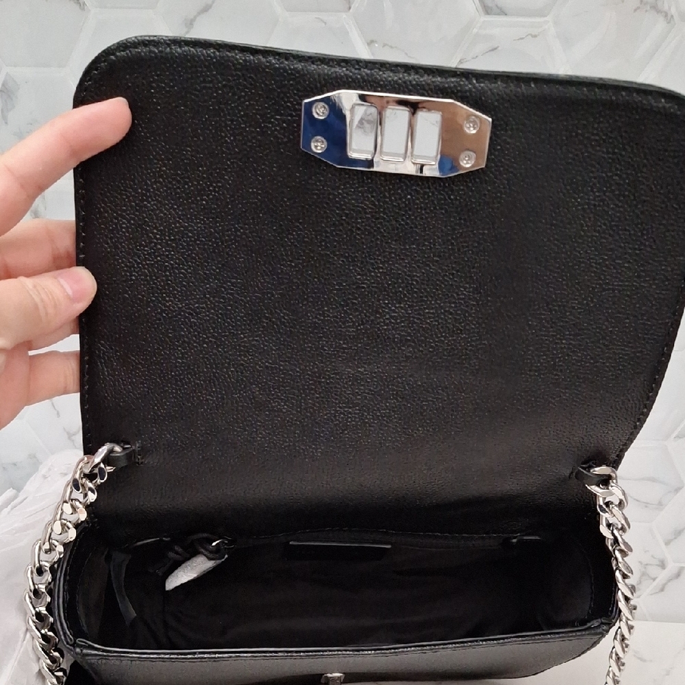 Rebecca Minkoff Black Crossbody Bag with Silver Chain - Picture 6 of 14